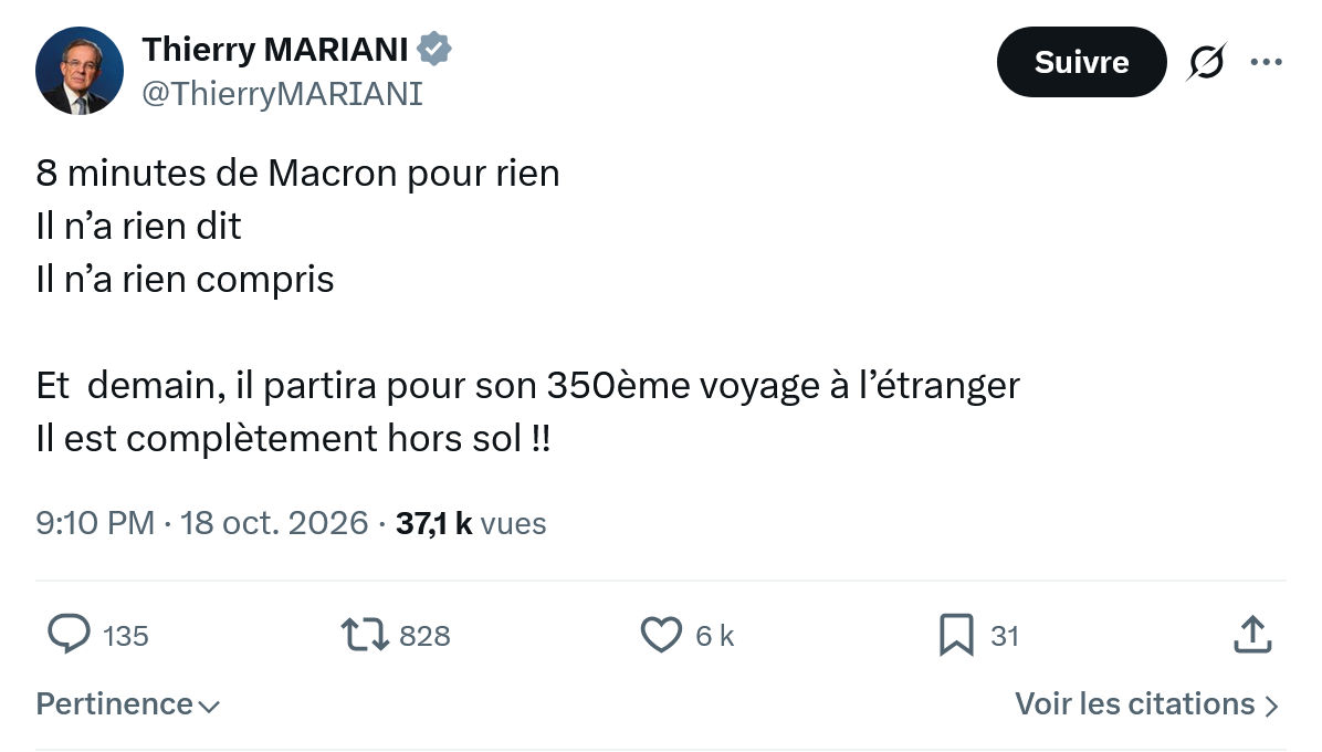 Thierry Mariani: 8 minutes de Macron pour rien...