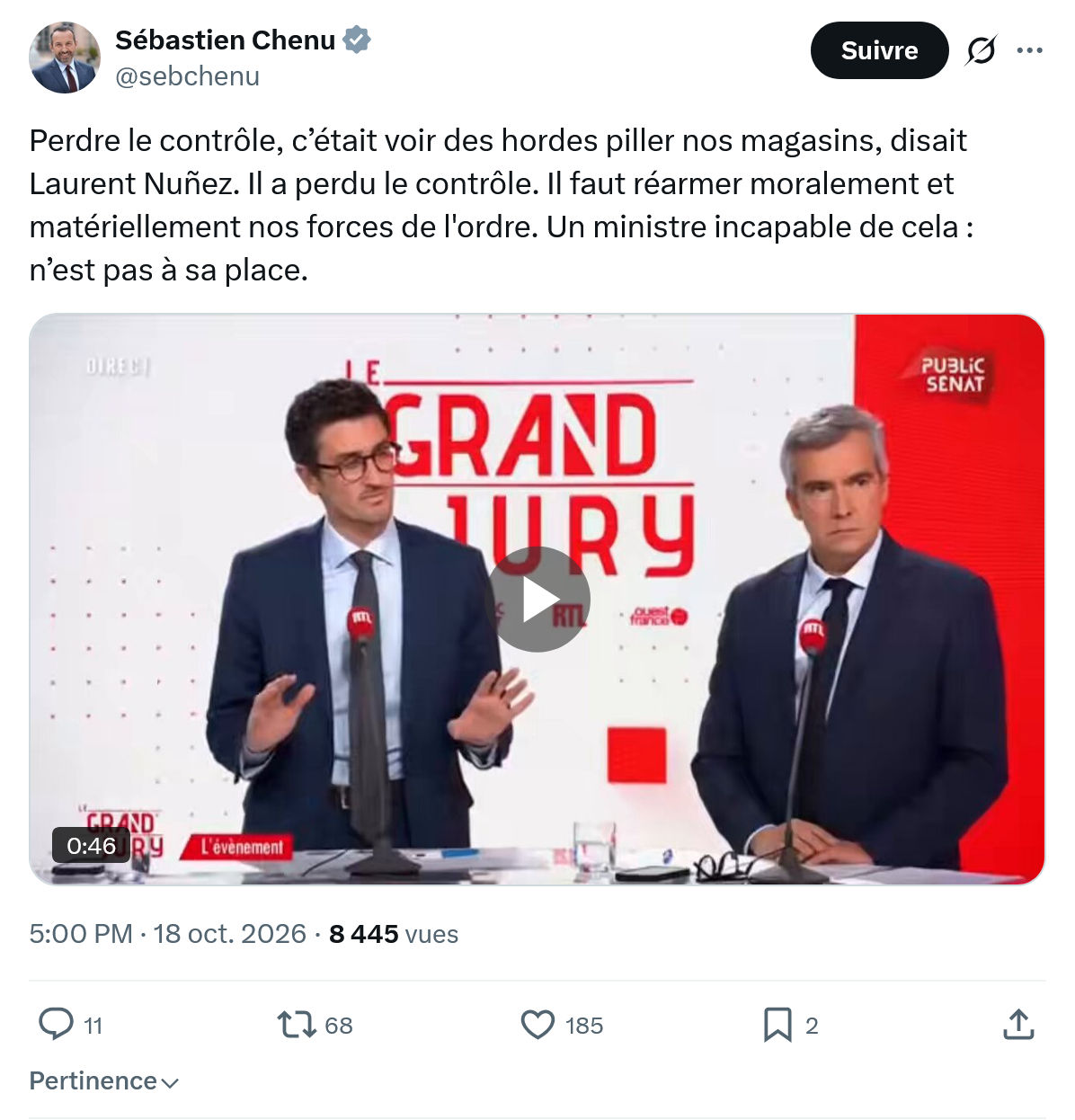 Sébastien Chenu: Perdre le contrôle, c’était voir des hordes...