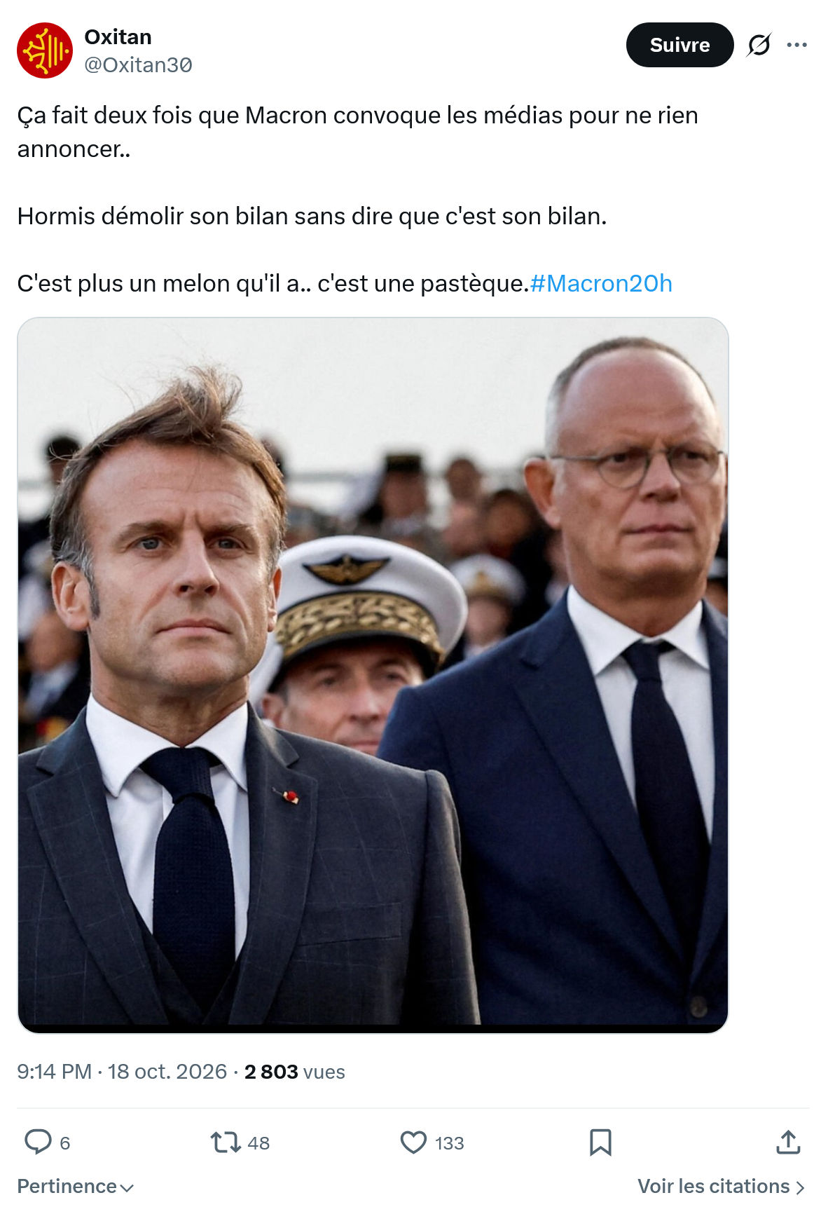 Oxitan: Ça fait deux fois que Macron...