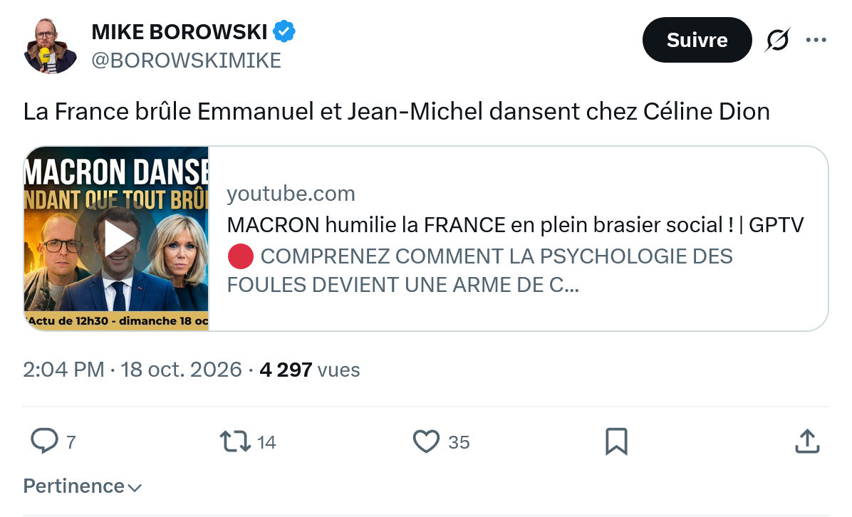 Mike Borowski: La France brûle Emmanuel...