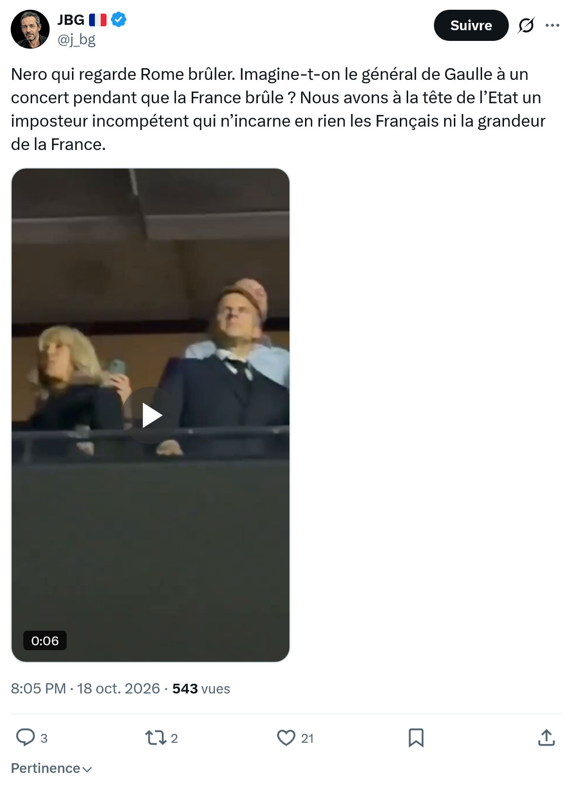 JBG: Nero qui regarde Rome brûler...
