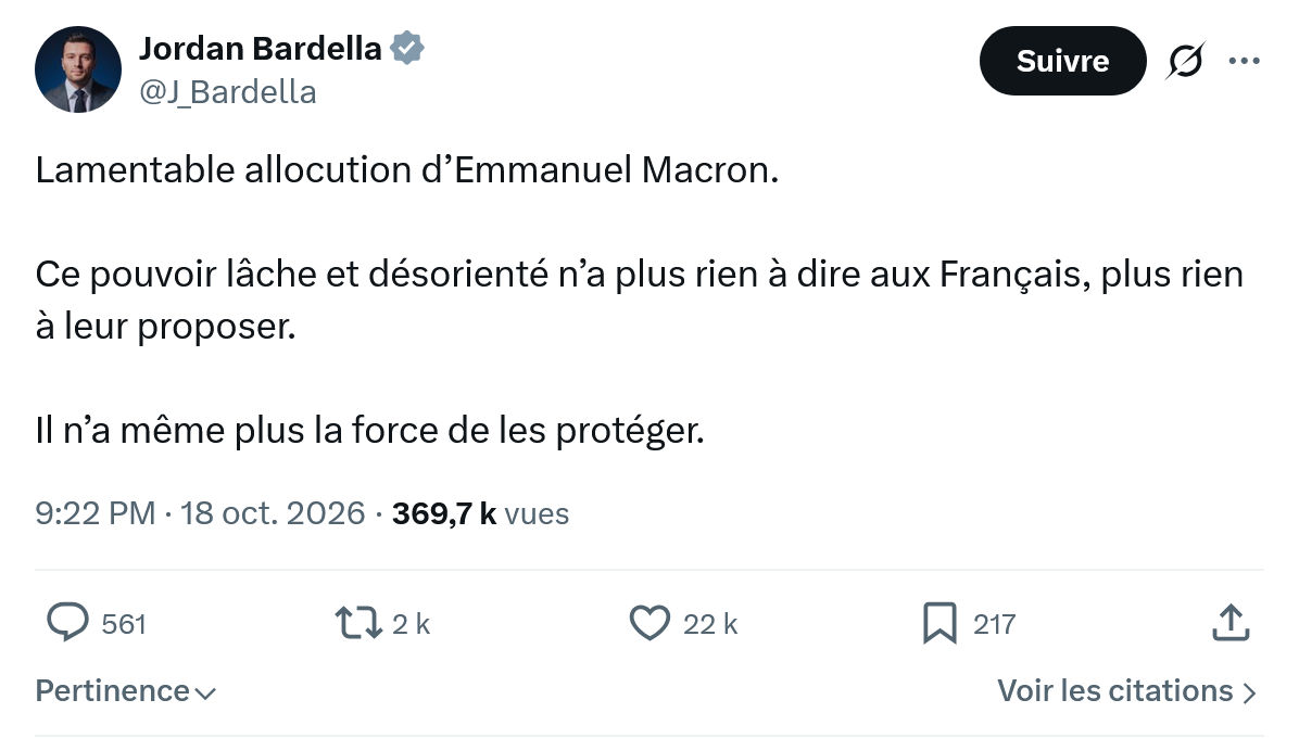 Jordan Bardella: Lamentable allocution...
