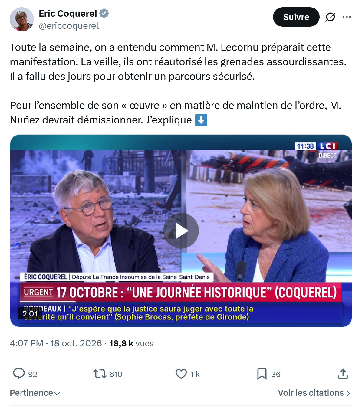 Eric Coquerel: Toute la semaine, on a entendu...