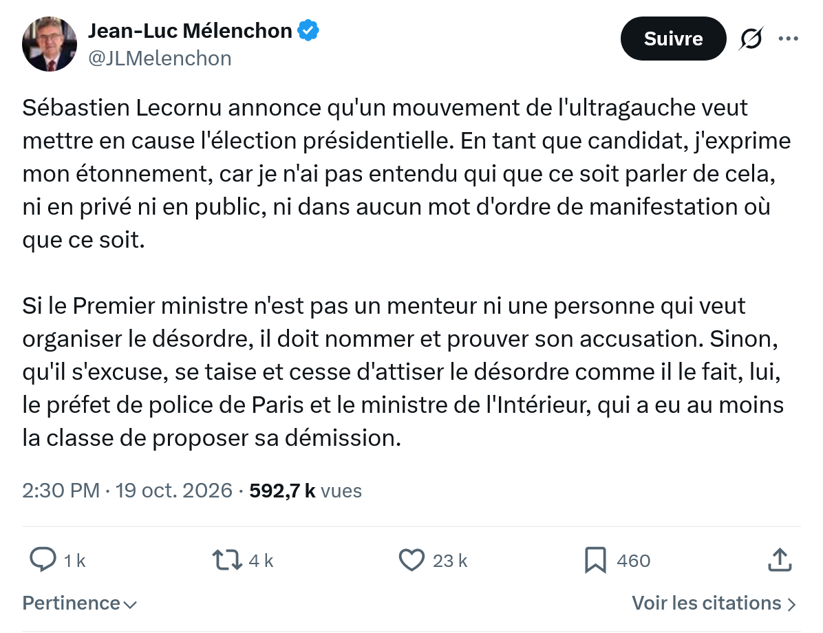 Jean-Luc Mélenchon: Sébastien Lecornu annonce...