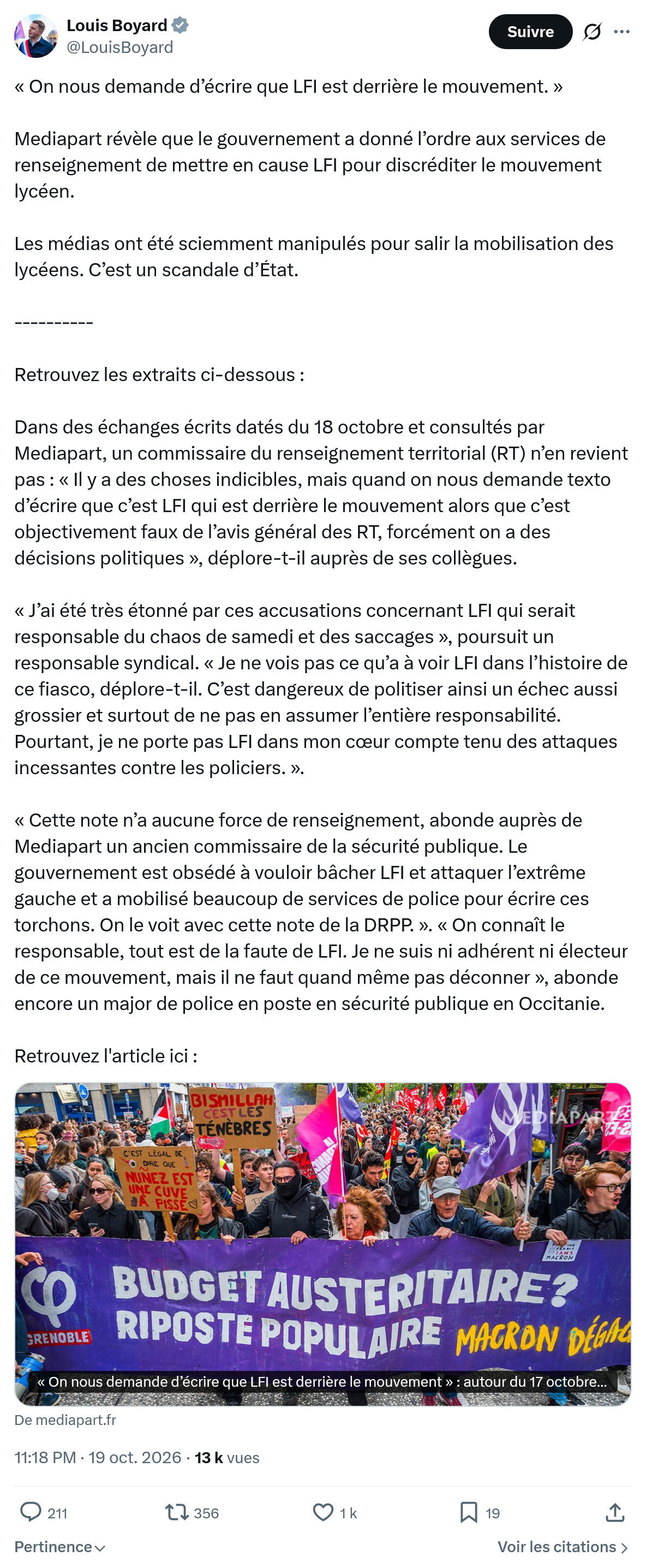 Louis Boyard: « On nous demande d’écrire...
