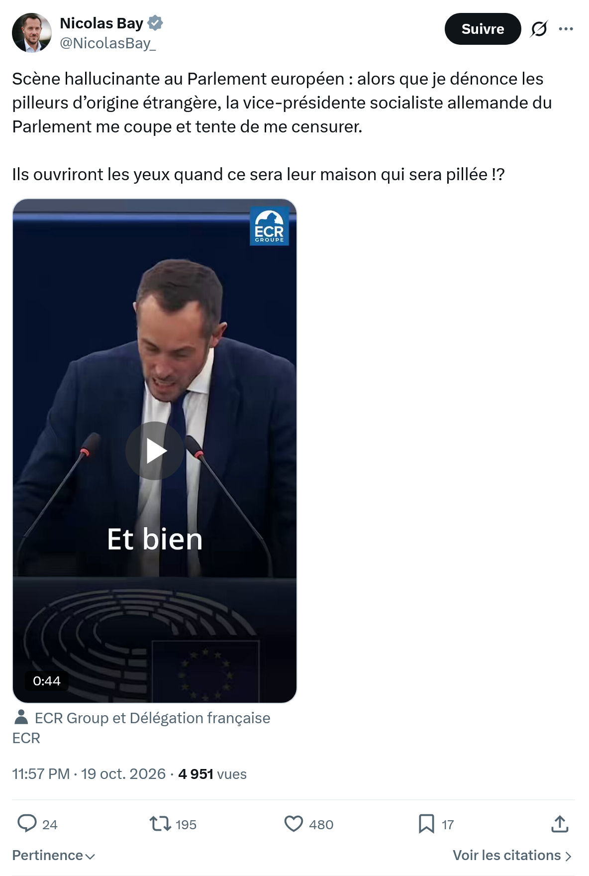 Nicolas Bay: Scène hallucinante au Parlement...