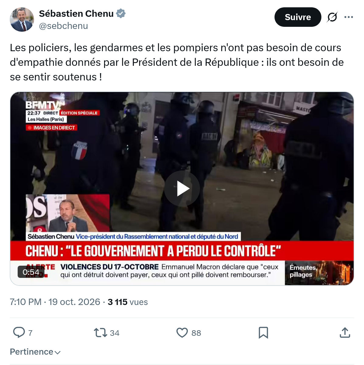 Sébastien Chenu: Les policiers, les gendarmes...