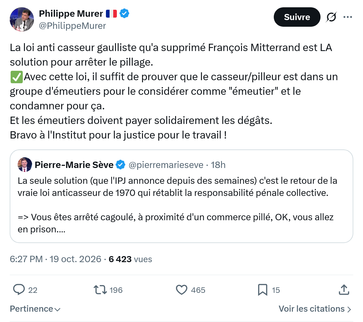 Philippe Murer: La loi anti casseur gaulliste...
