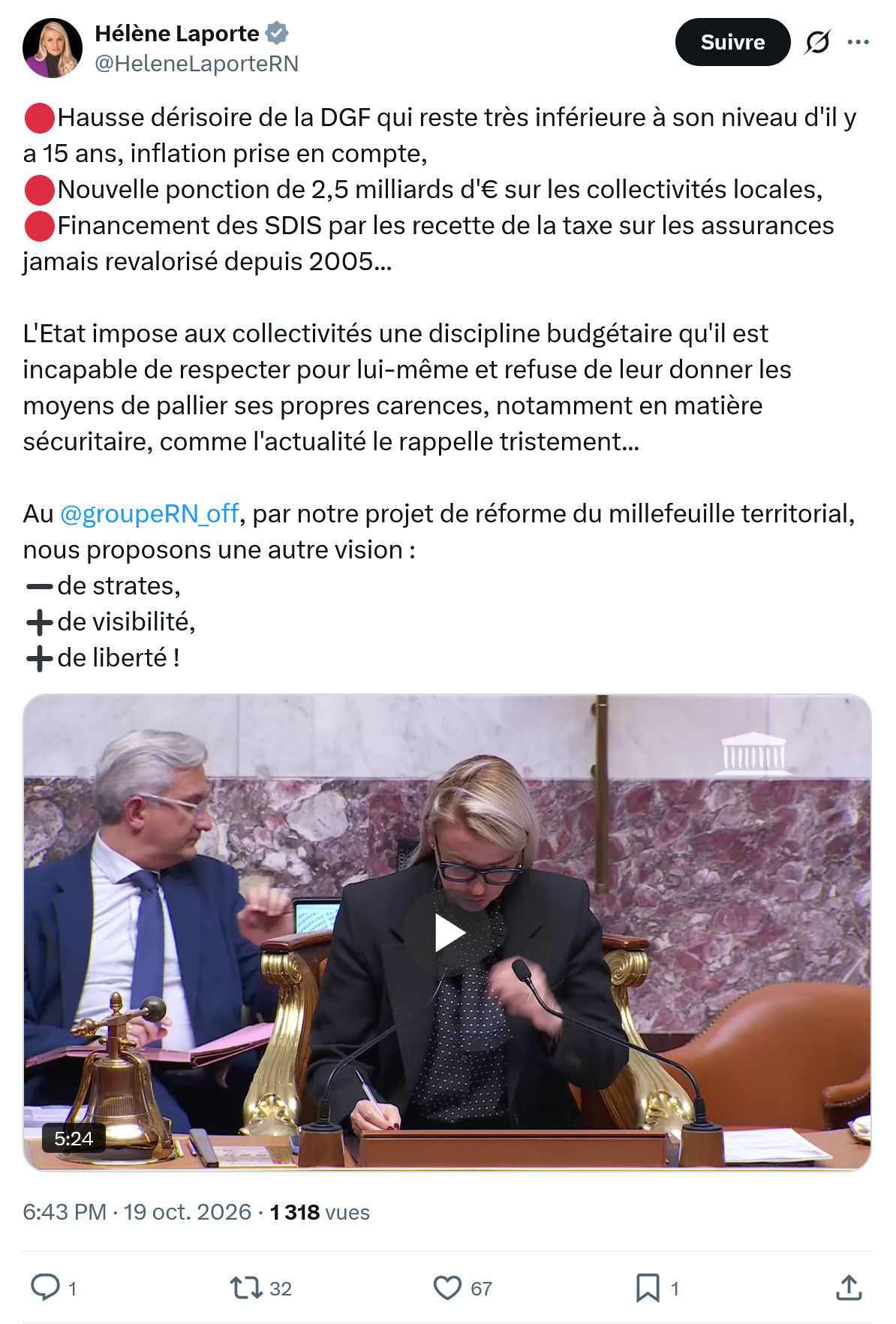 Hélène Laporte: Hausse dérisoire de la DGF...