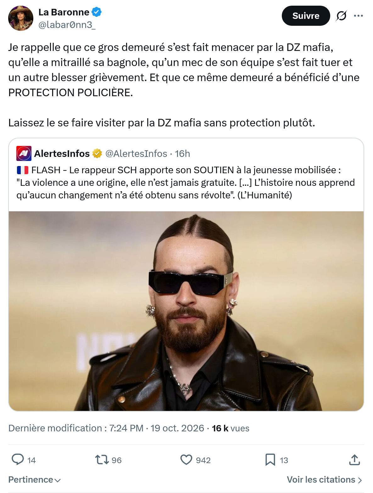 La Baronne: Je rappelle que ce gros demeuré...