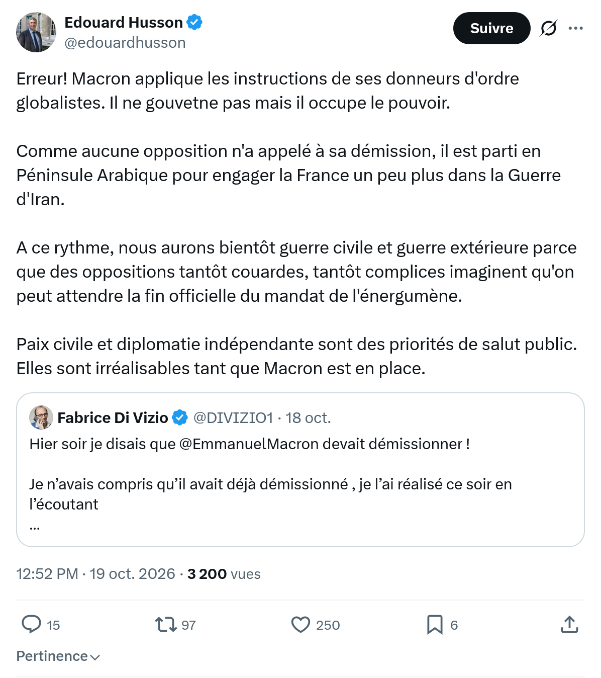 Édouard Husson: Erreur! Macron applique...