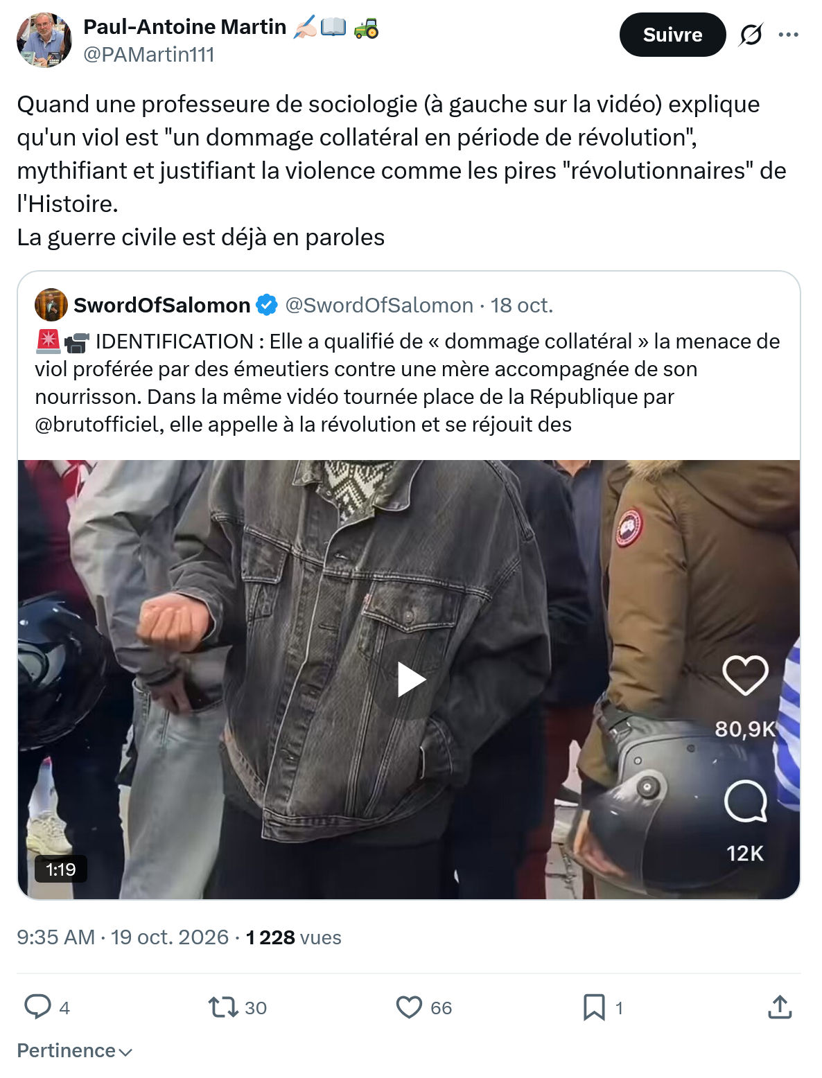 Paul-Antoine Martin: Quand une professeure de sociologie...