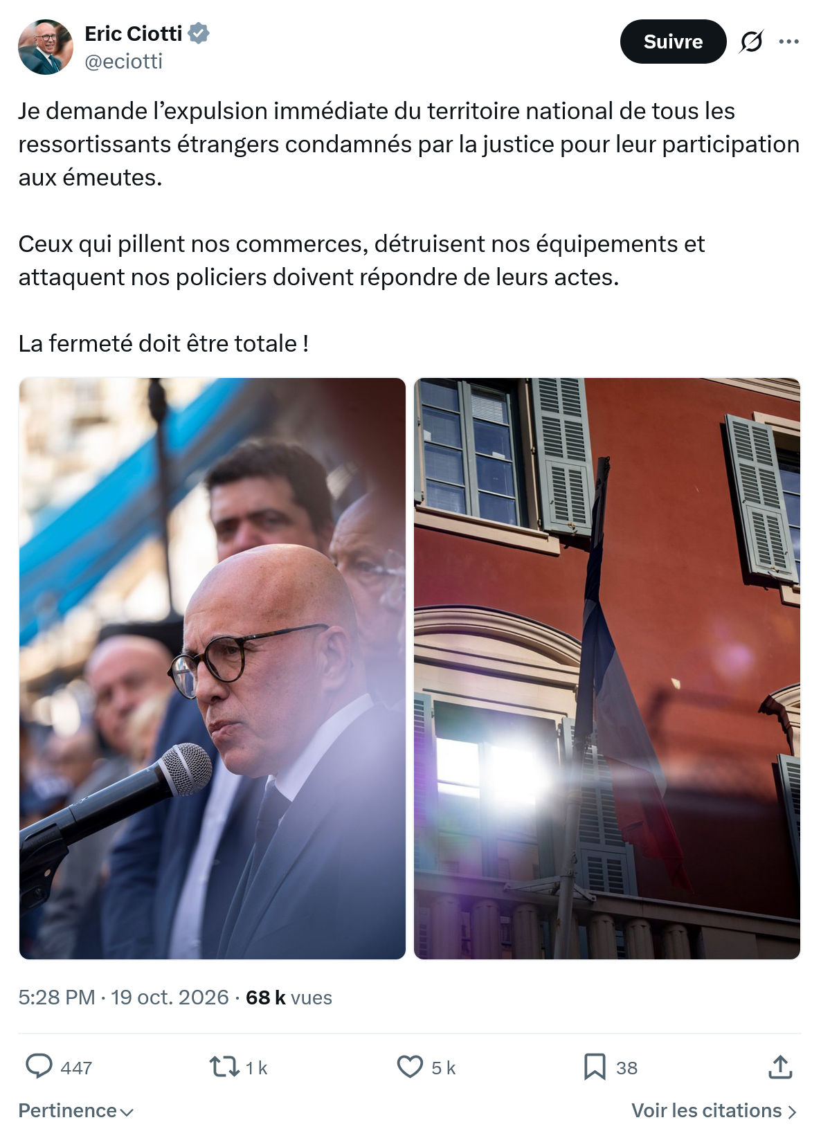 Éric Ciotti: Je demande l’expulsion immédiate...