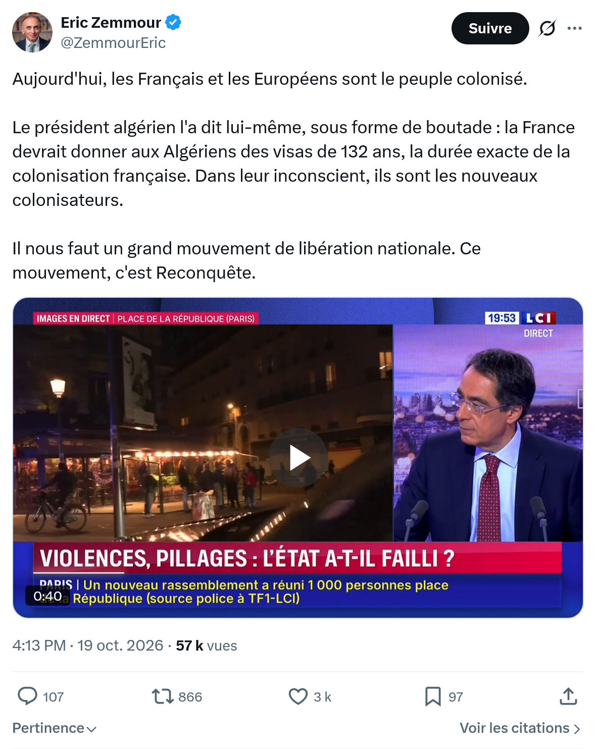 Eric Zemmour: Aujourd'hui, les Français...