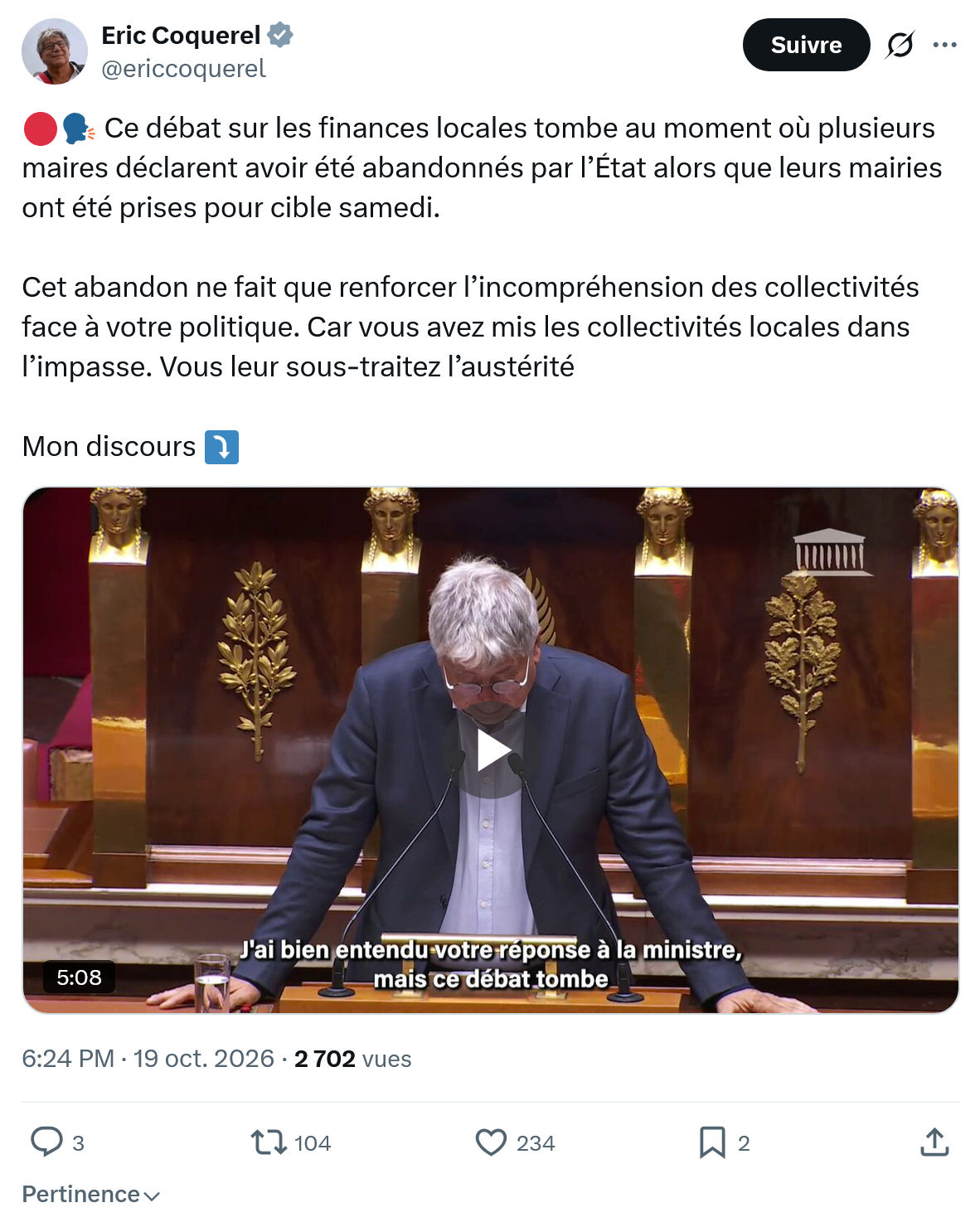 Eric Coquerel: Ce débat sur les finances...