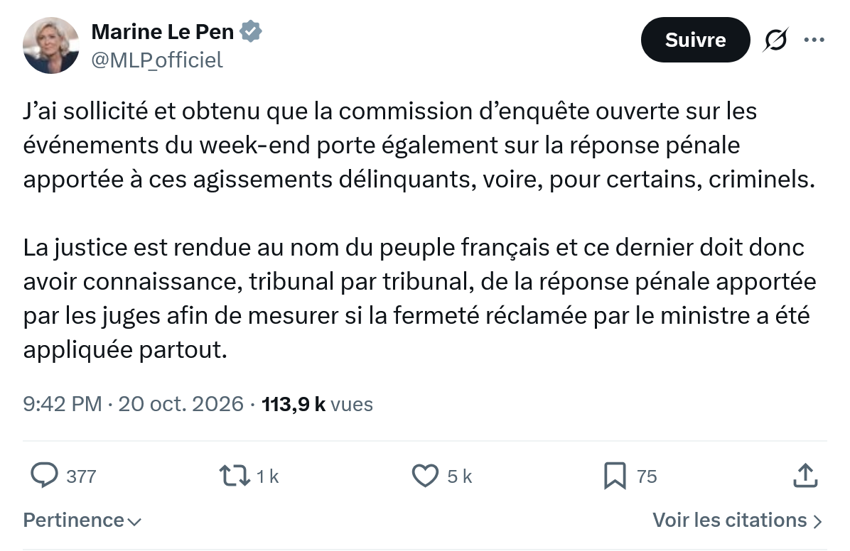 Marine Le Pen: J’ai sollicité et obtenu que la commission...