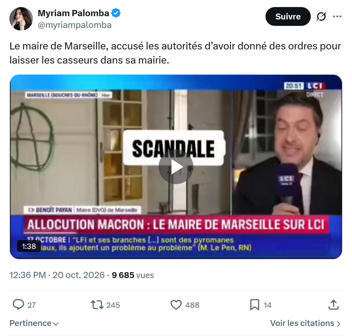 Myriam Palomba: Le maire de Marseille...