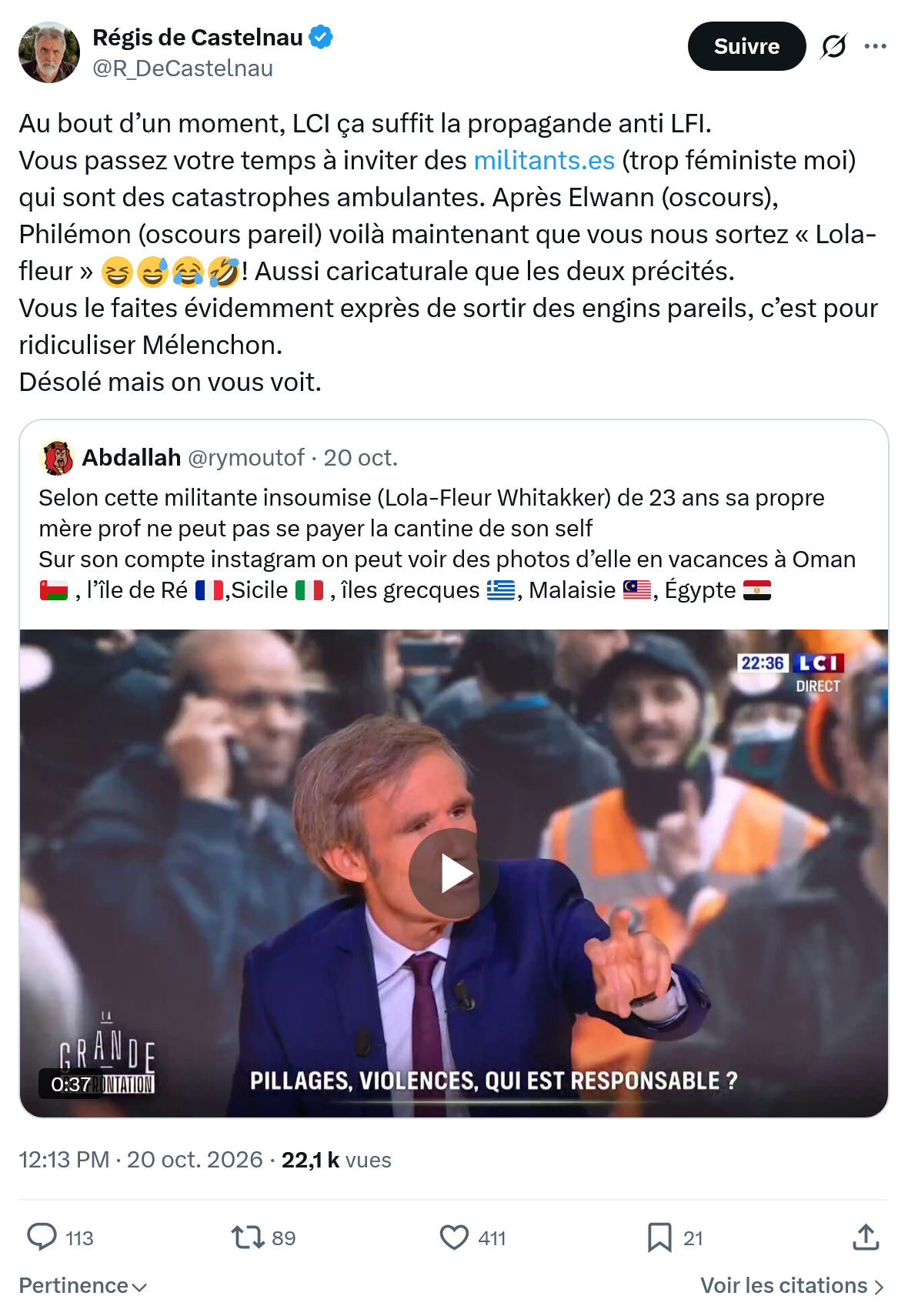 Régis de Castelnau: Au bout d’un moment...