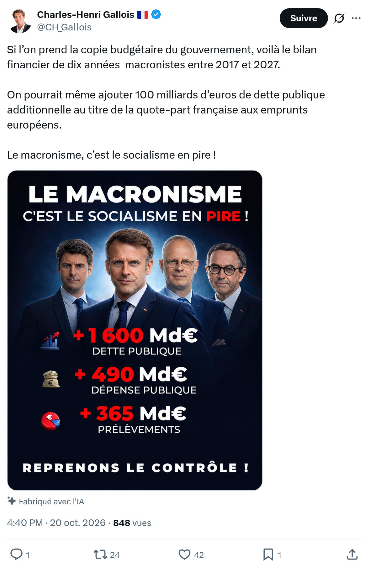 Charles-Henri Gallois: Si l’on prend la copie budgétaire...