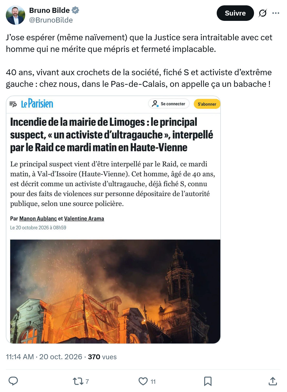 Bruno Bilde:  J’ose espérer (même naïvement)...
