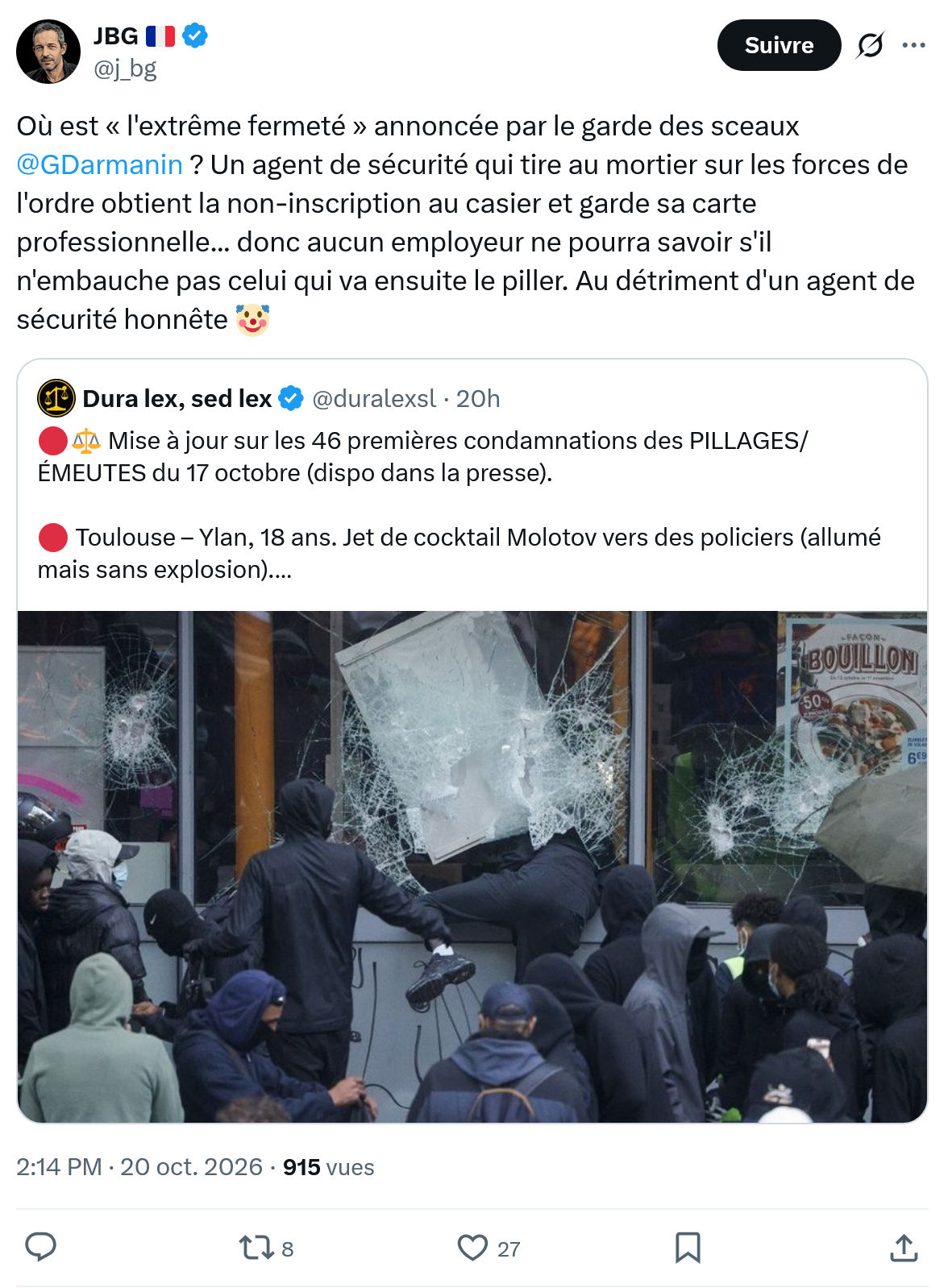 JBG: Où est « l'extrême fermeté »...