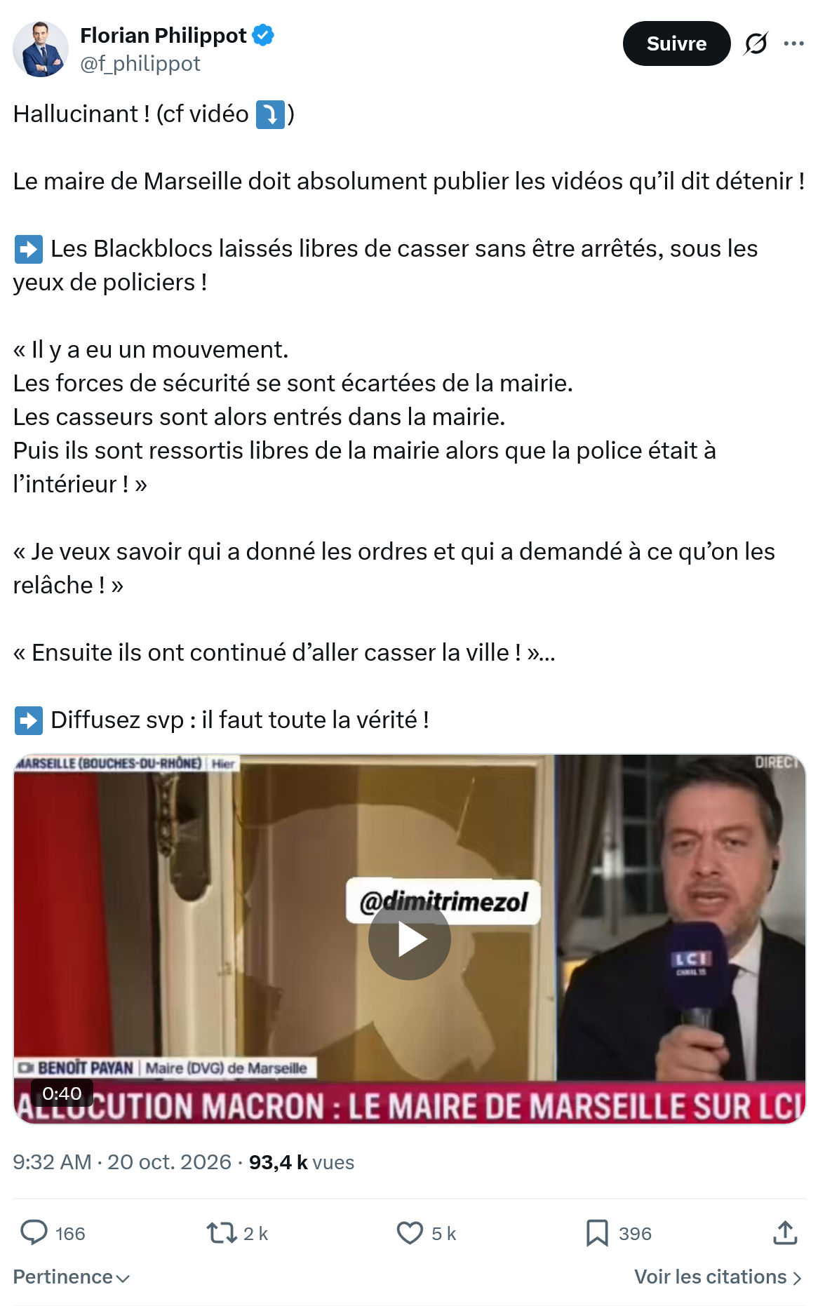 Florian Philippot: Le maire de Marseille doit absolument...