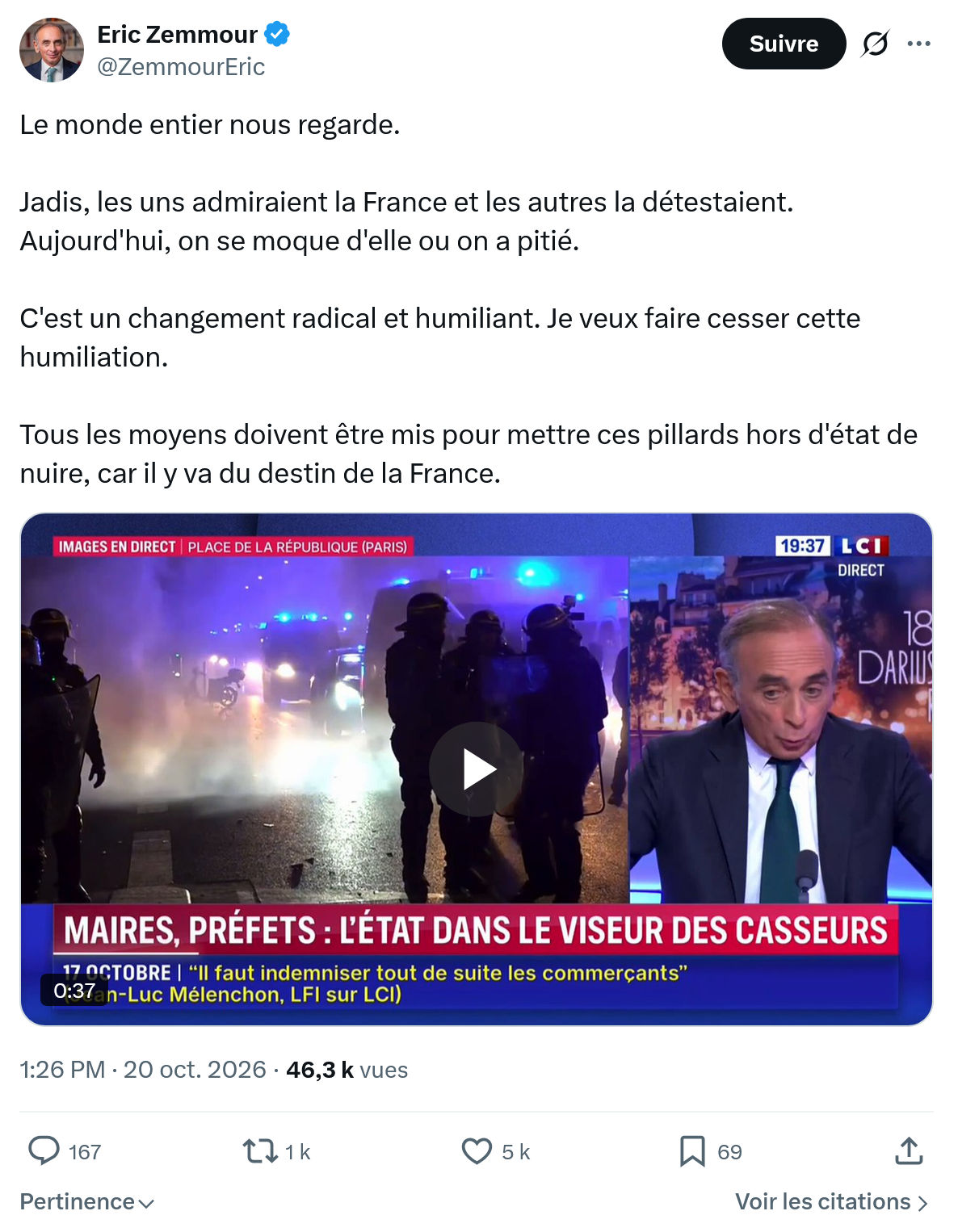 Eric Zemmour: Le monde entier nous regarde...
