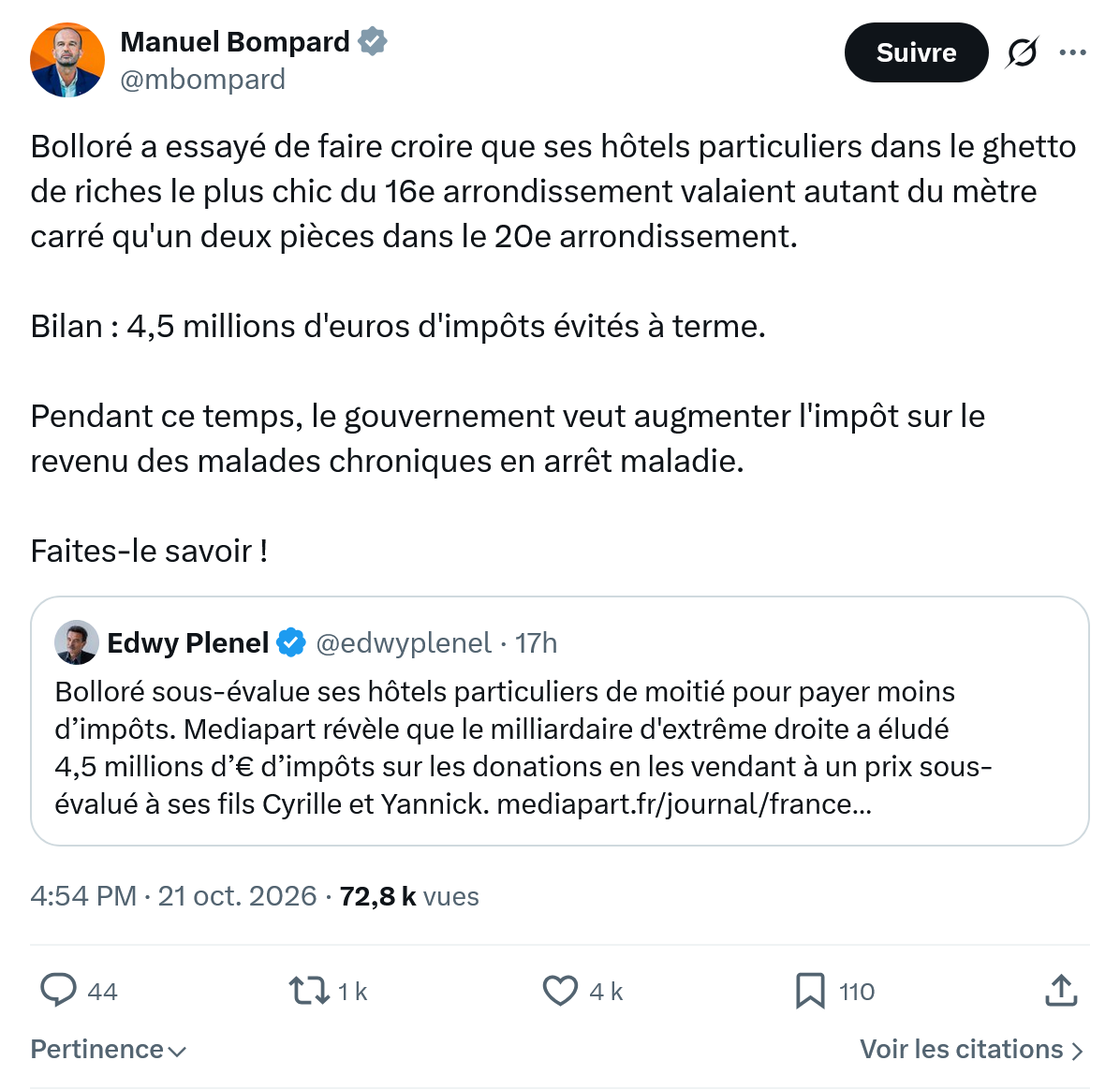 Manuel Bompard: Bolloré a essayé de faire...