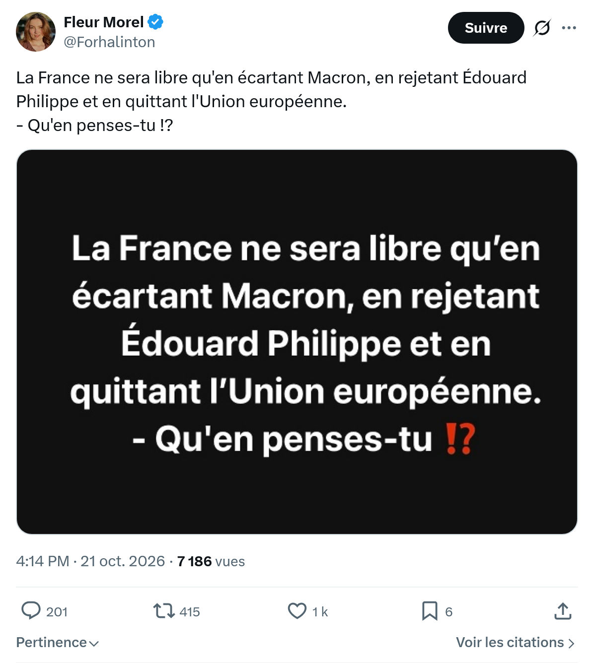 Fleur Morel: La France ne sera libre...
