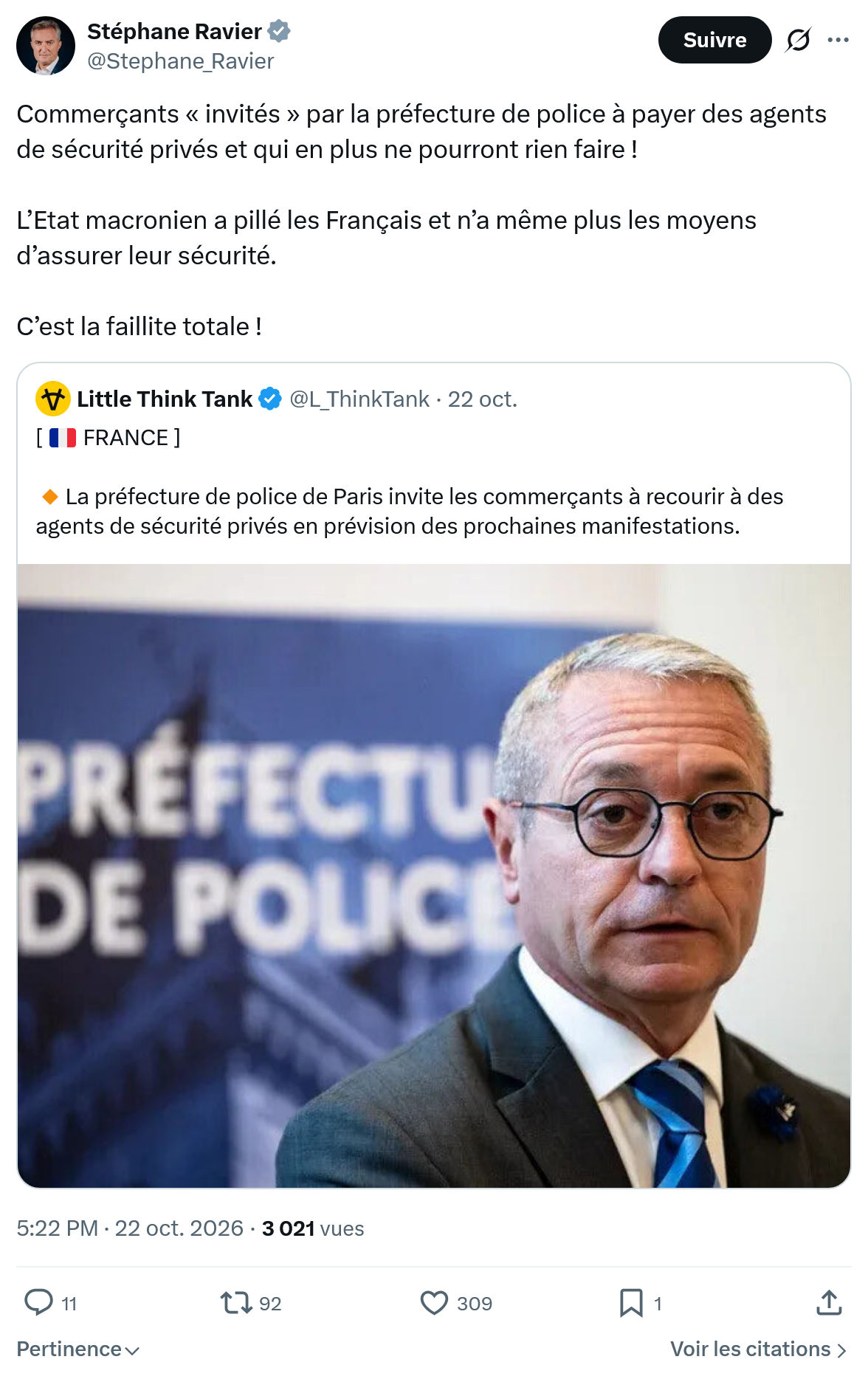 Stéphane Ravier: Commerçants « invités »...