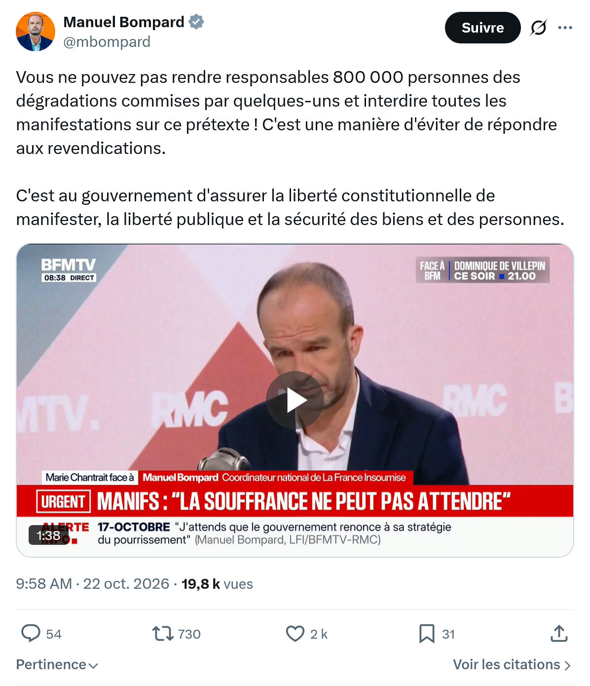 Manuel Bompard: Vous ne pouvez pas rendre...