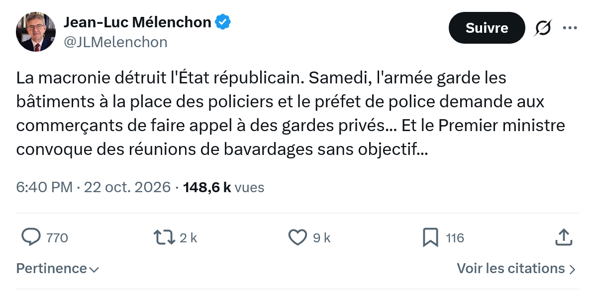 Jean-Luc Mélenchon: La macronie détruit l'État républicain...