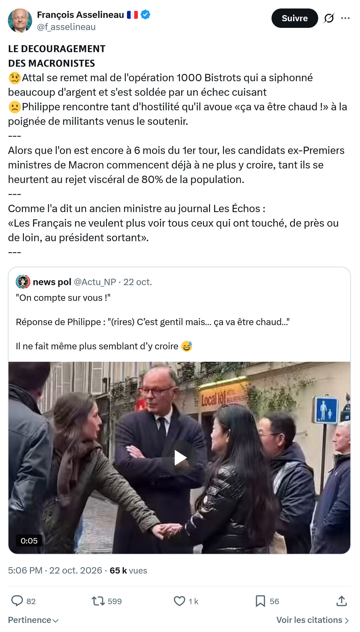 Francois Asselineau: 𝗟𝗘 𝗗𝗘𝗖𝗢𝗨𝗥𝗔𝗚𝗘𝗠𝗘𝗡𝗧...