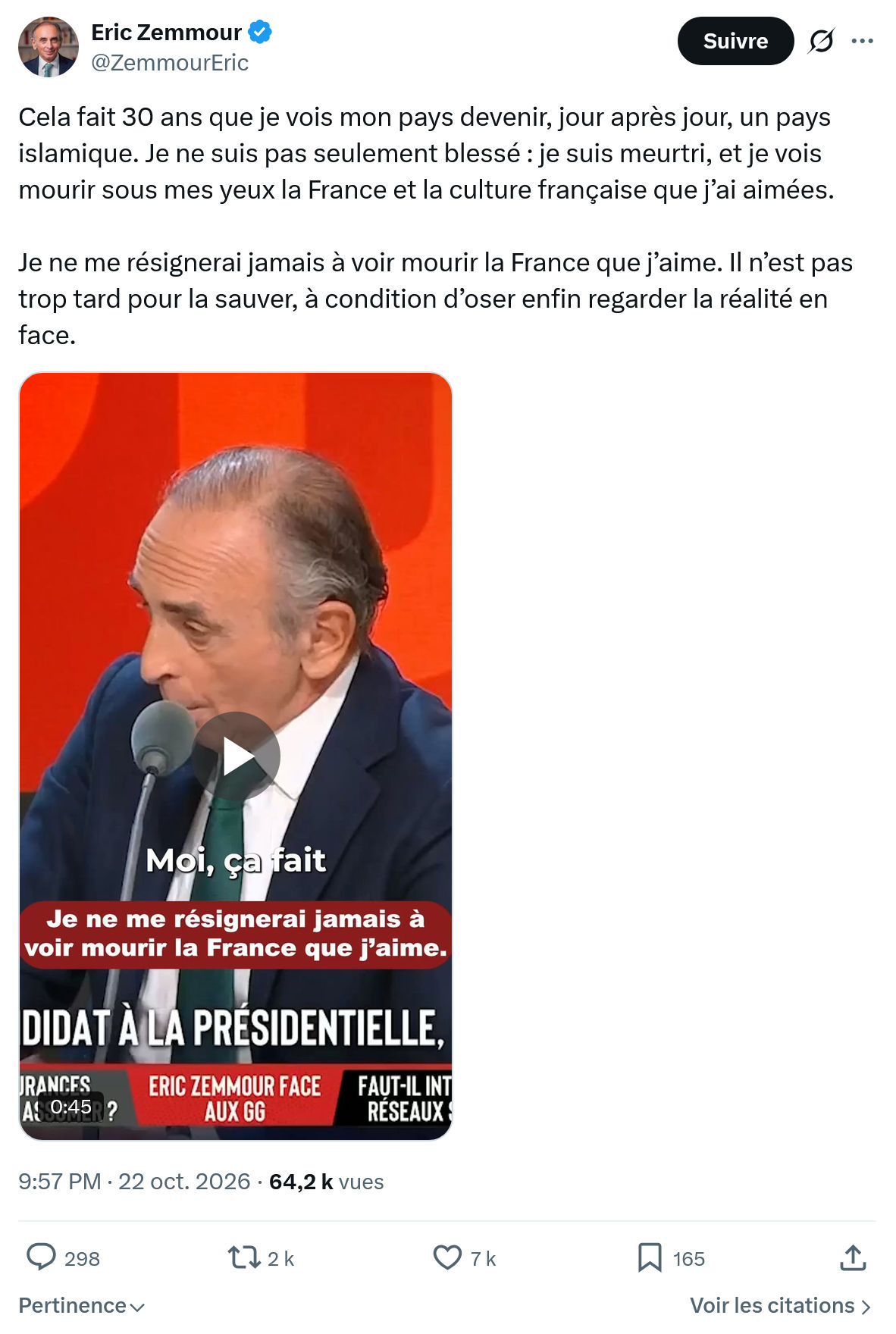 Eric Zemmour: Cela fait 30 ans que je vois...