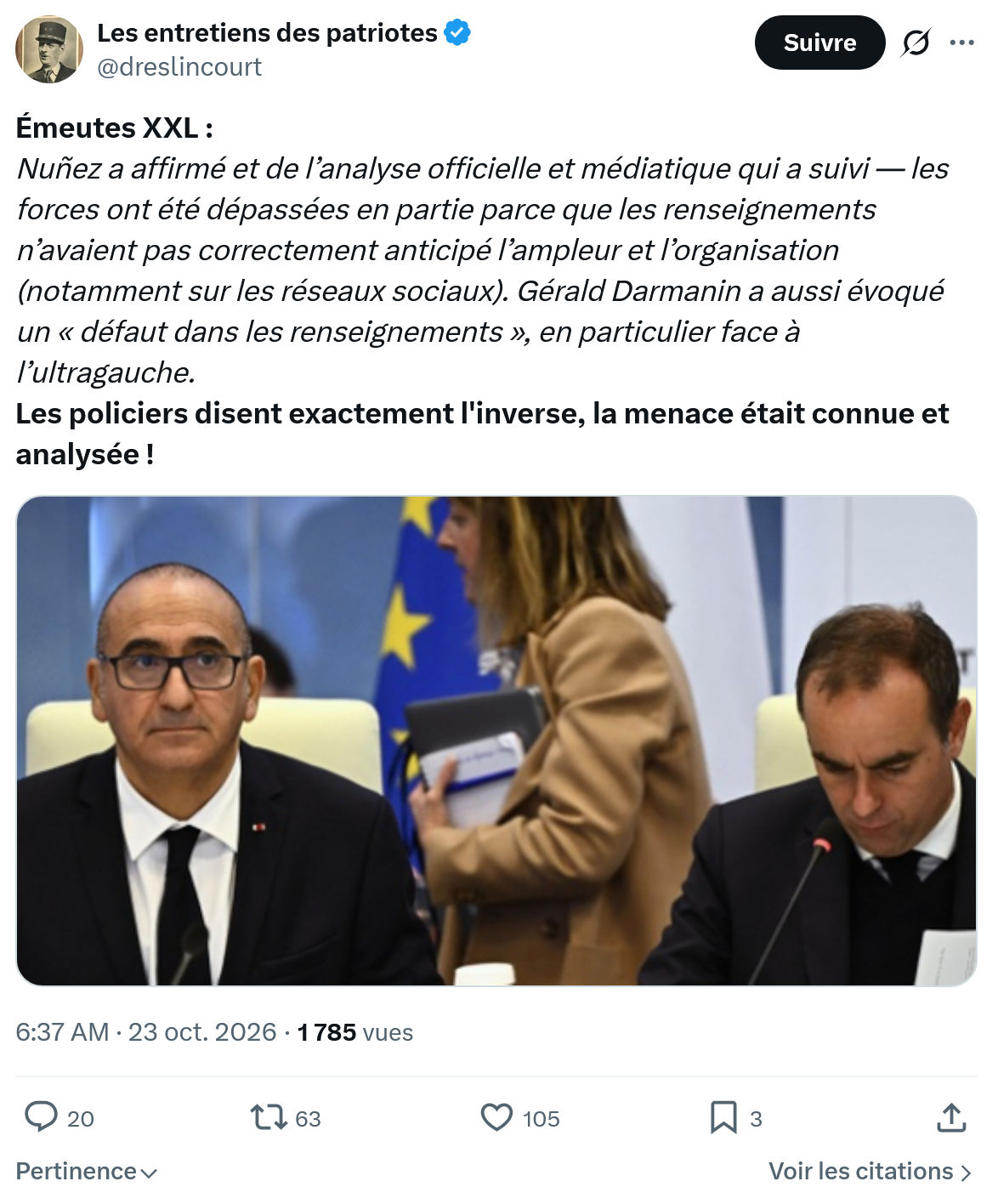 Marquis de Dreslincourt: Nuñez a affirmé et de l’analyse...