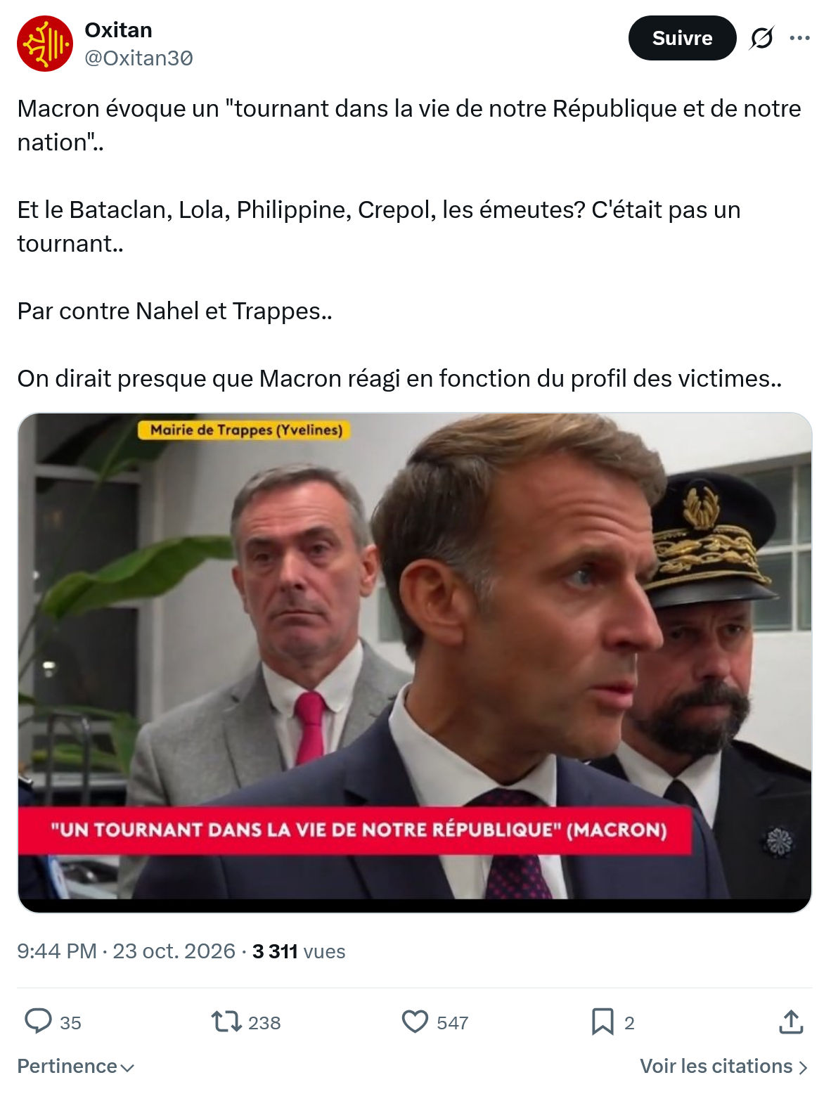 Oxitan: Macron évoque un "tournant dans...