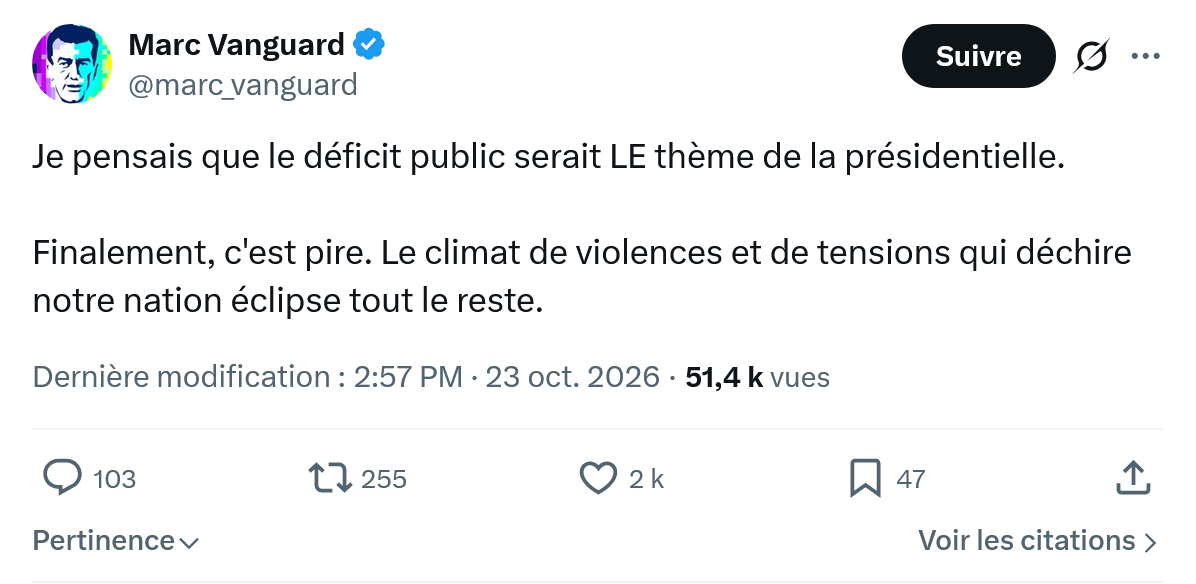 Marc Vanguard: Je pensais que le déficit...