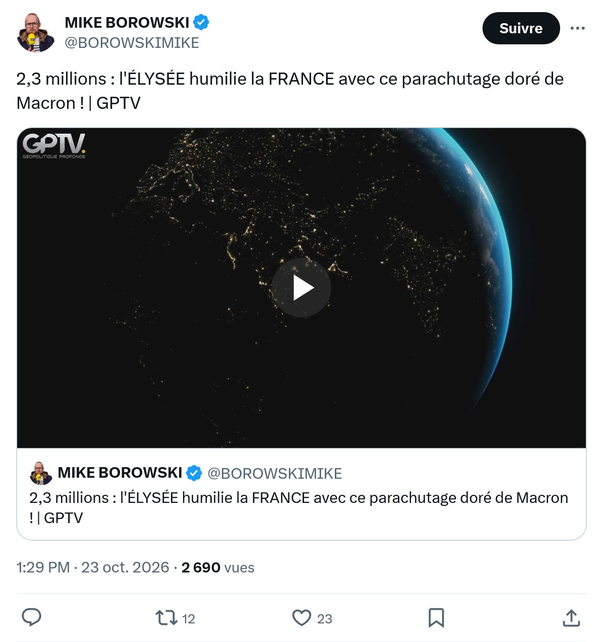 Mike Borowski: 2,3 millions : l'ÉLYSÉE humilie...