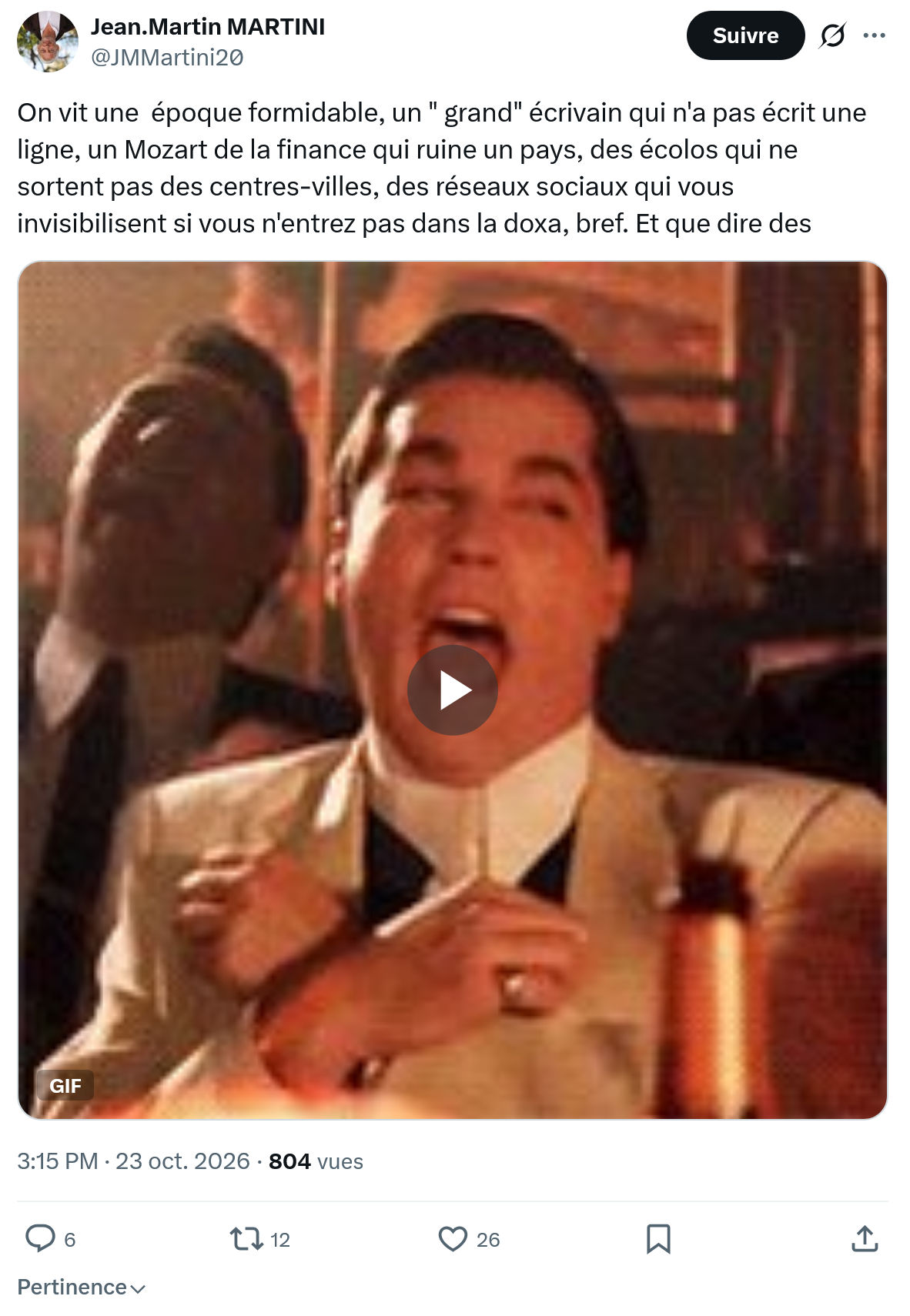 Jean-Martin Martini: On vit une  époque formidable...