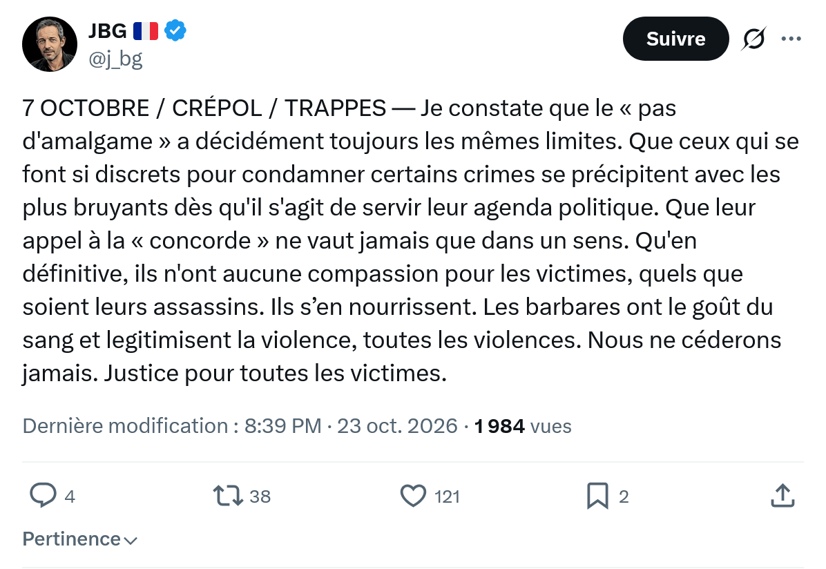JBG: 7 OCTOBRE / CRÉPOL / TRAPPES...