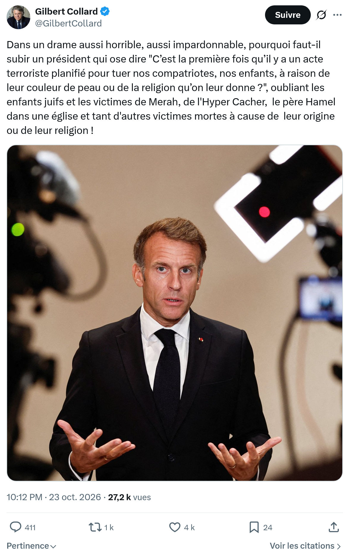 Gilbert Collard: Dans un drame aussi horrible...