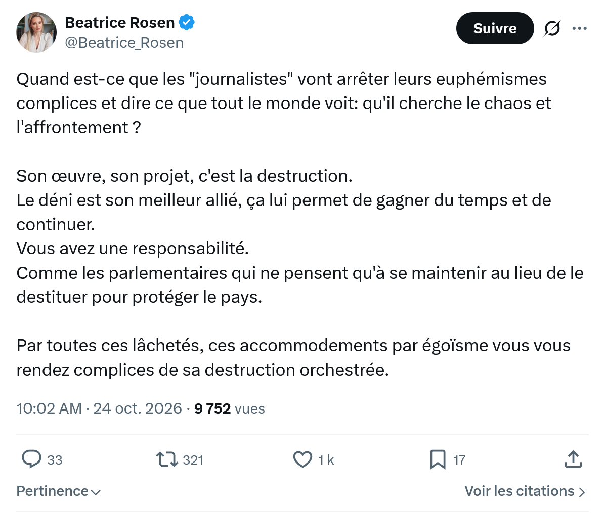 Béatrice Rosen: Quand est-ce que les "journalistes"...