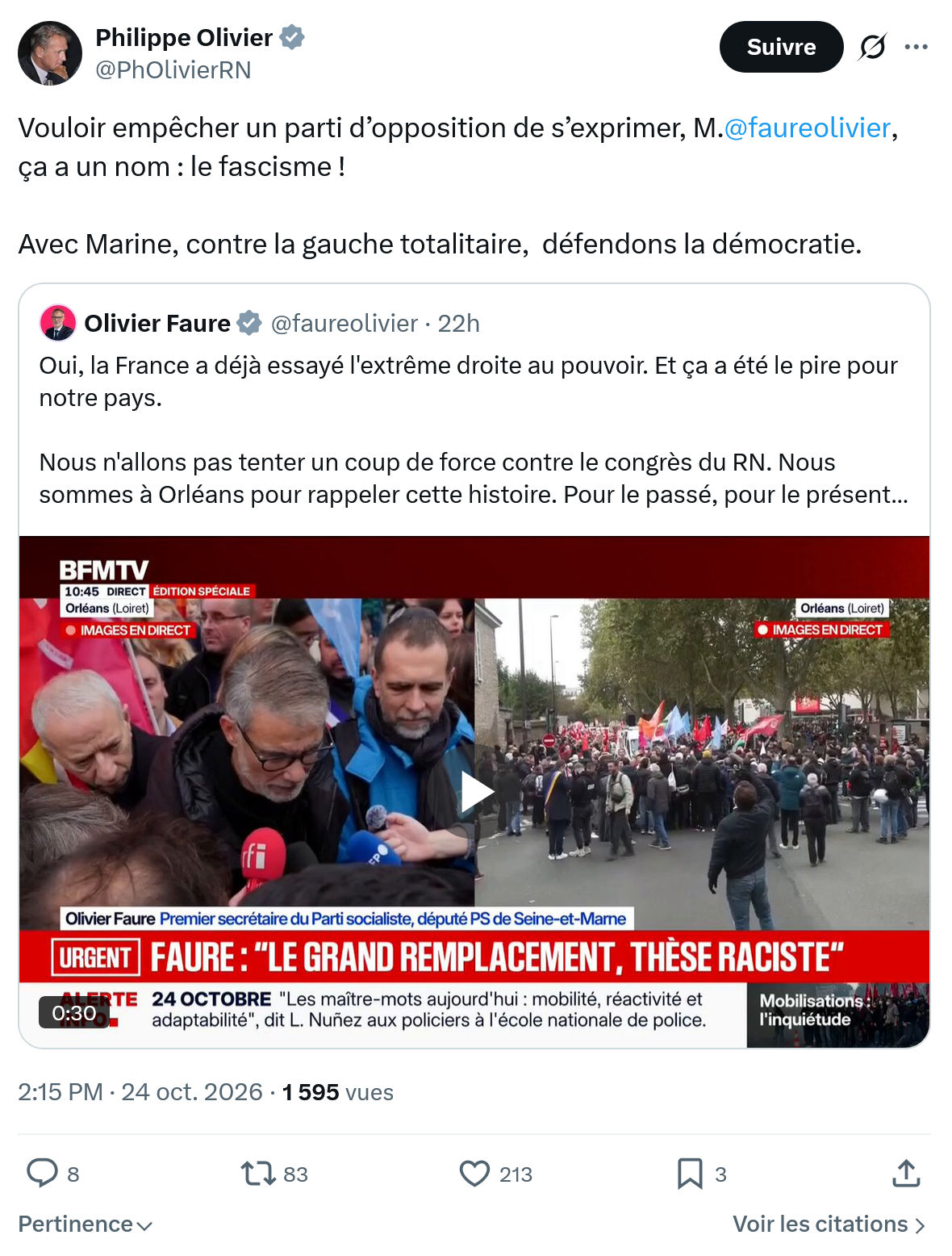 Philippe Olivier: Vouloir empêcher un parti...