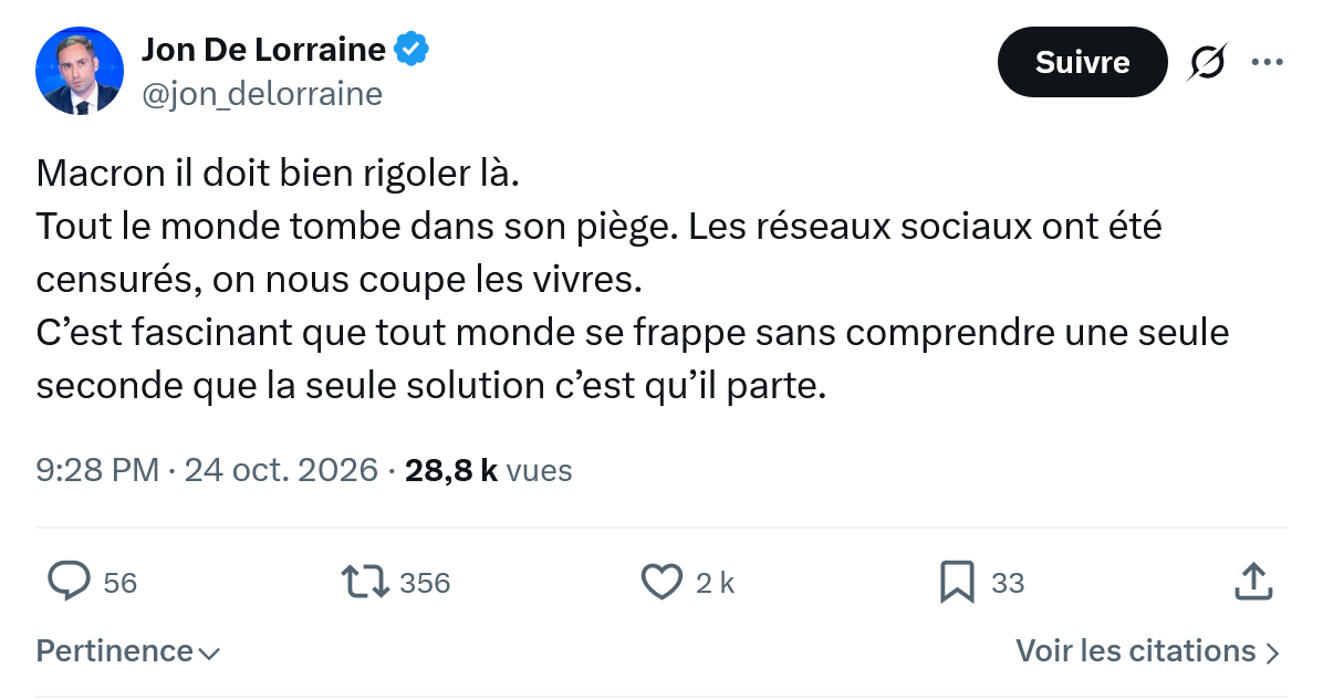 Jon De Lorraine: Macron il doit bien rigoler là...