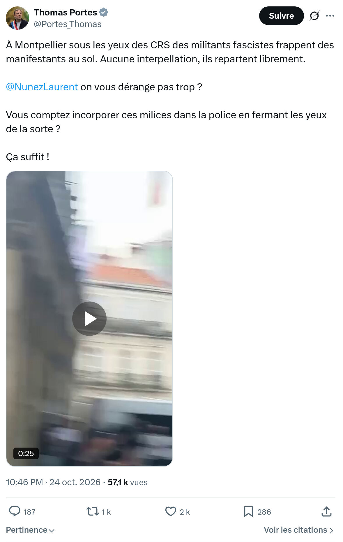 Thomas Portes: À Montpellier sous les yeux des CRS...