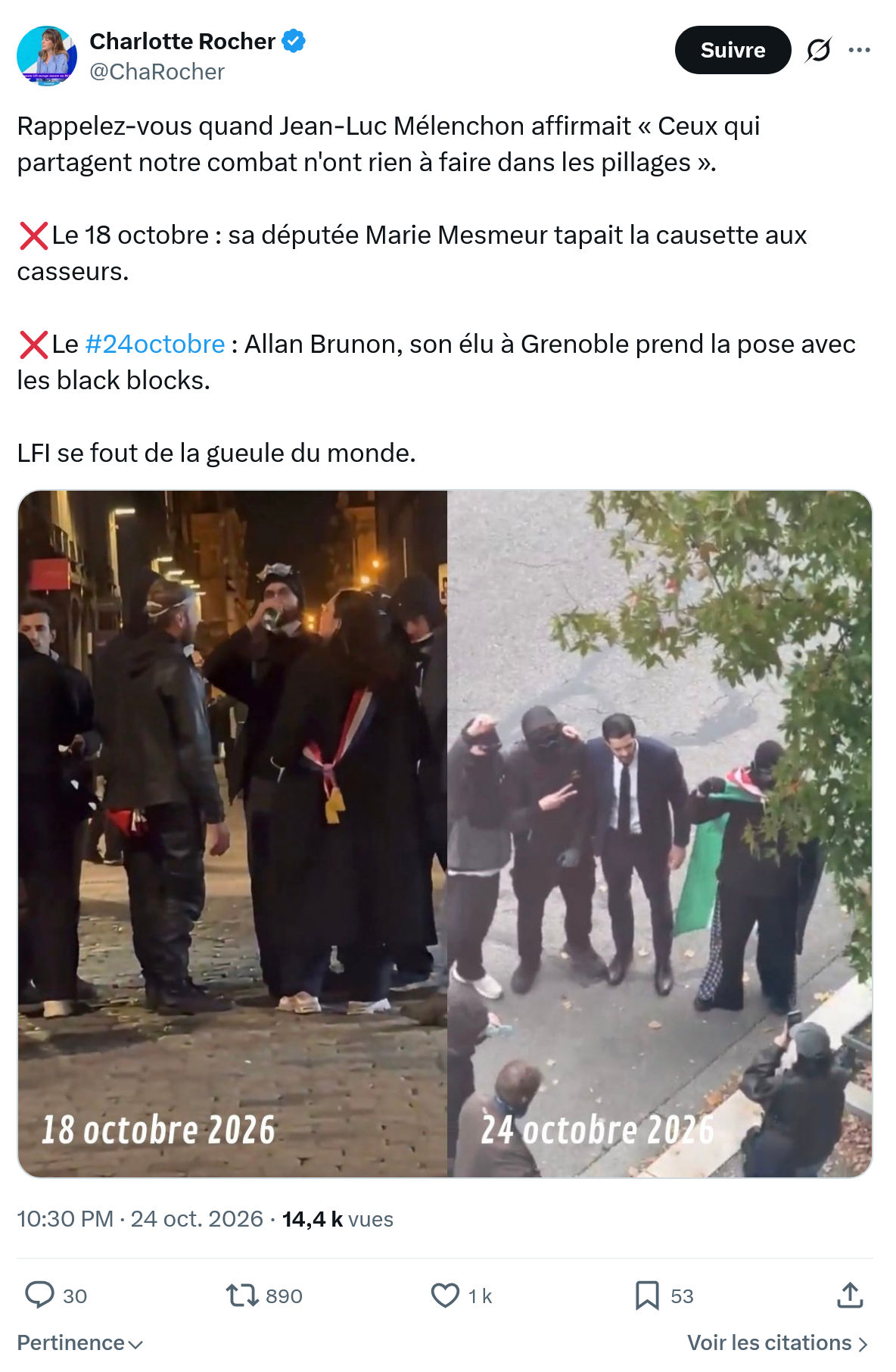 Charlotte Rocher: Rappelez-vous quand Jean-Luc Mélenchon...