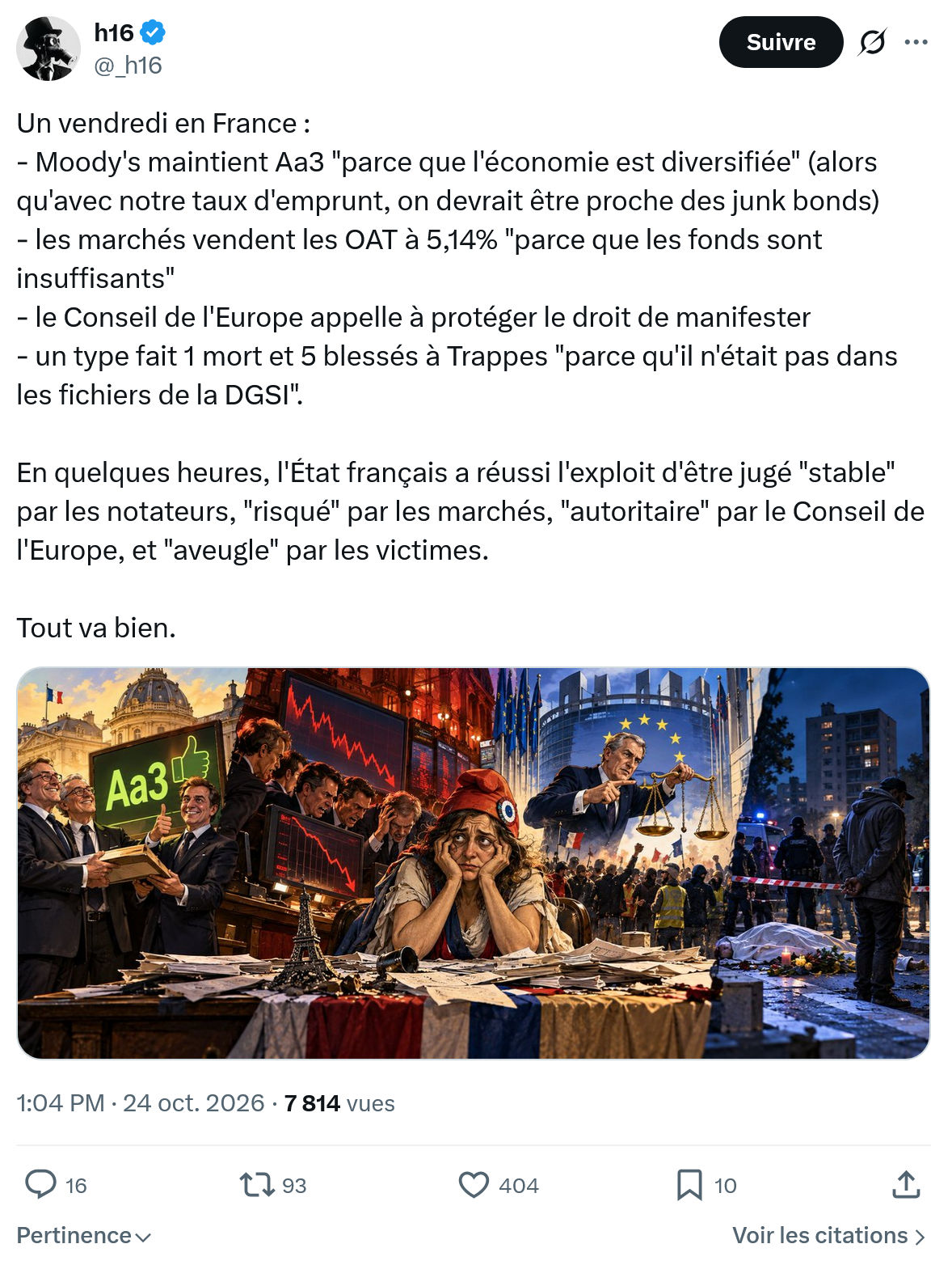 h16: Un vendredi en France...