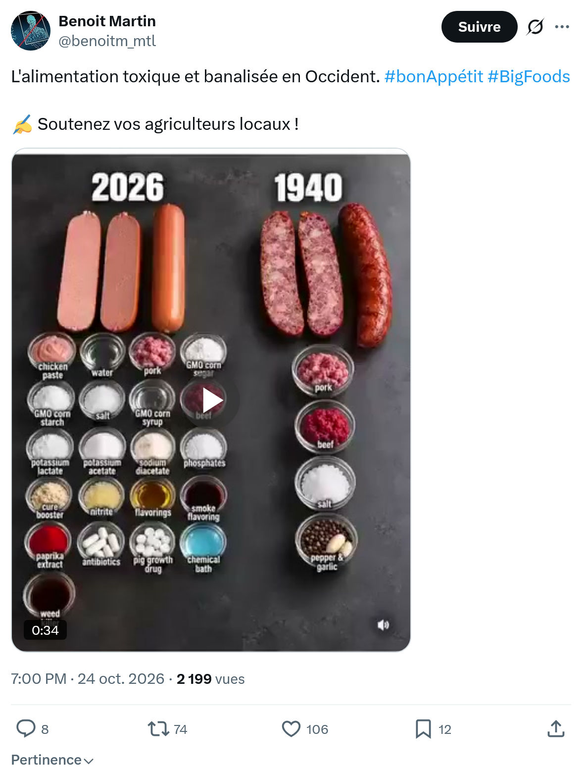 Benoît Martin: L'alimentation toxique et banalisée...