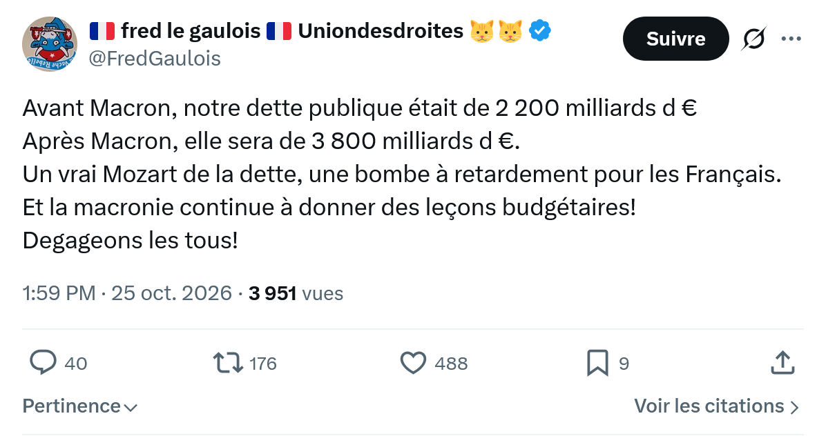 Fred le Gaulois: Avant Macron, notre dette...