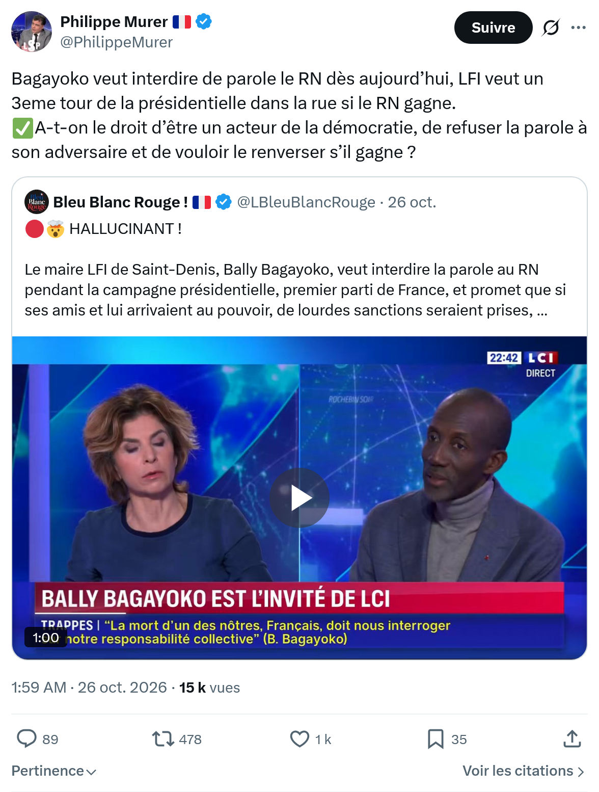 Philippe Murer: Bagayoko veut interdire de parole...